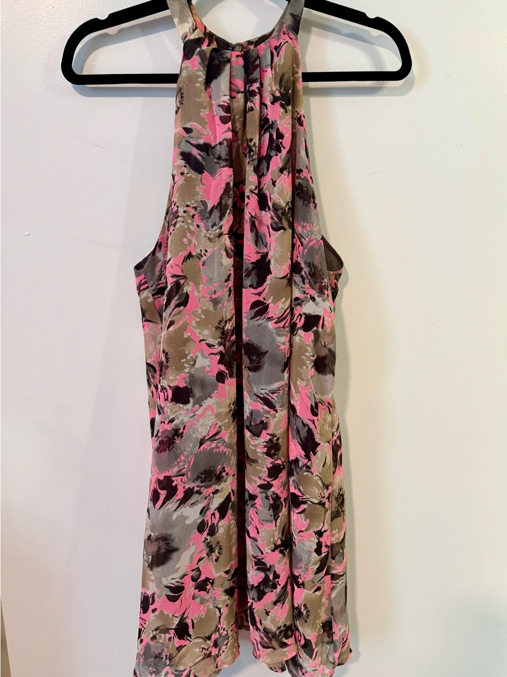 ASTR the Label Floral Halter Mini Dress Pink Gray High Neck Sleeveless Preppy